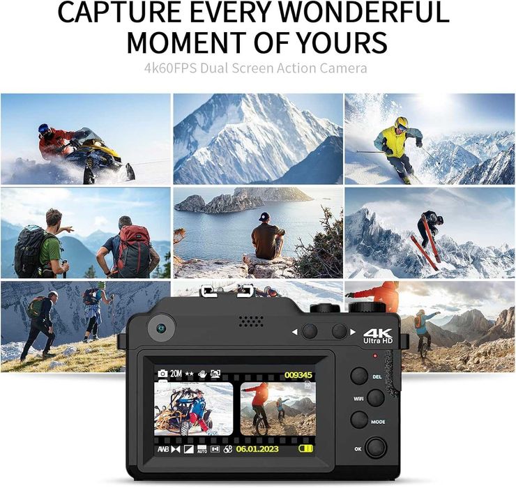 Цифрова фотокамера TEKXDD, 4K Vlog камера+ 64 GB SD карта