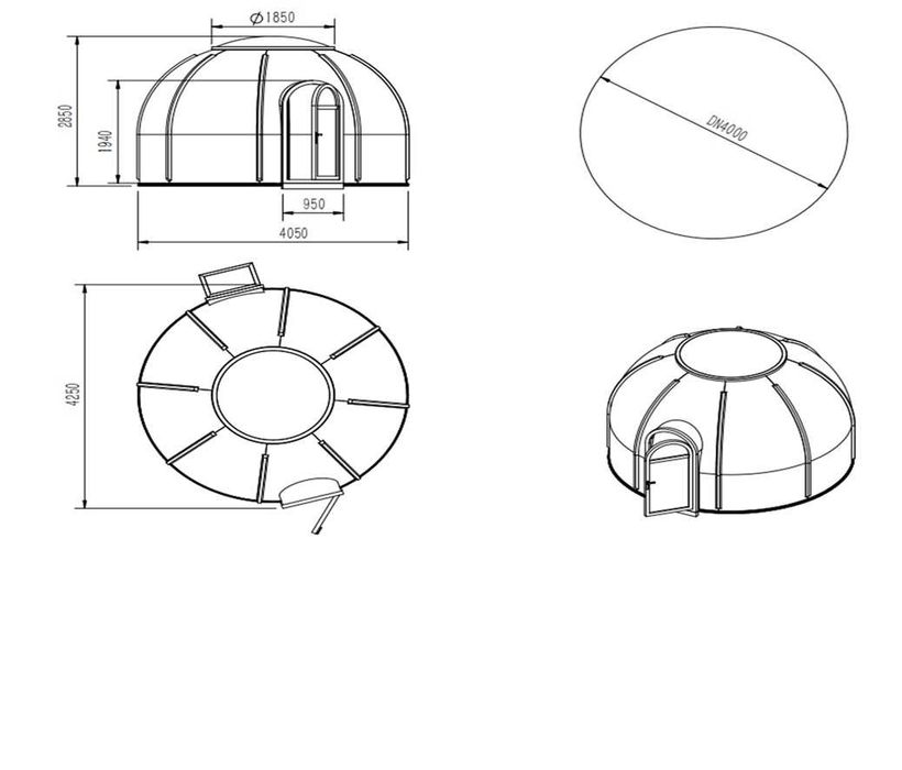 Луксозен купол   с PC тяло ,конструкция алуминиева сплав 4М диаметър