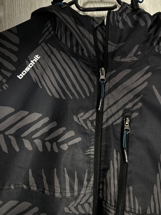 Basehit Padded Jacket with Hood – Black/Grey Pattern – Size M