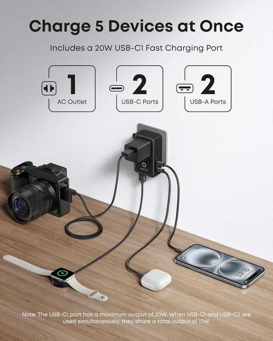 Anker Nano Travel Adapter Worldwide, Универсален Travel Adapter