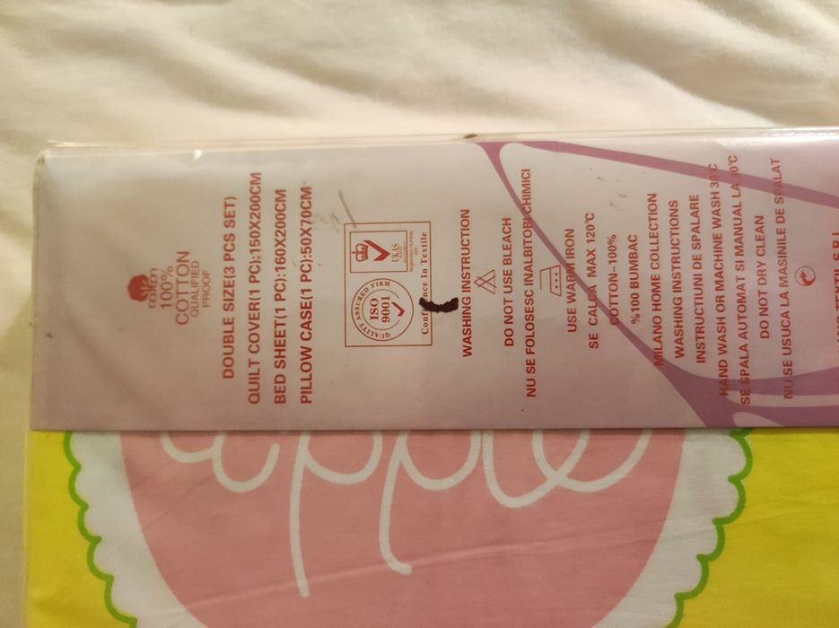 Lenjerie pat noua cu pisici 1 persoana copii 3 piese cearceaf pat