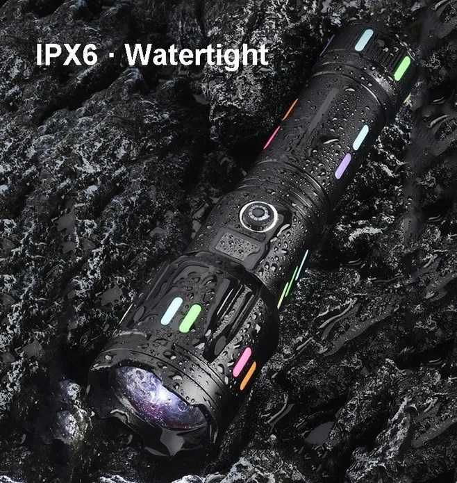 Lanterna led tip Laser zoom , afisaj , raza 800 metri , usb type c