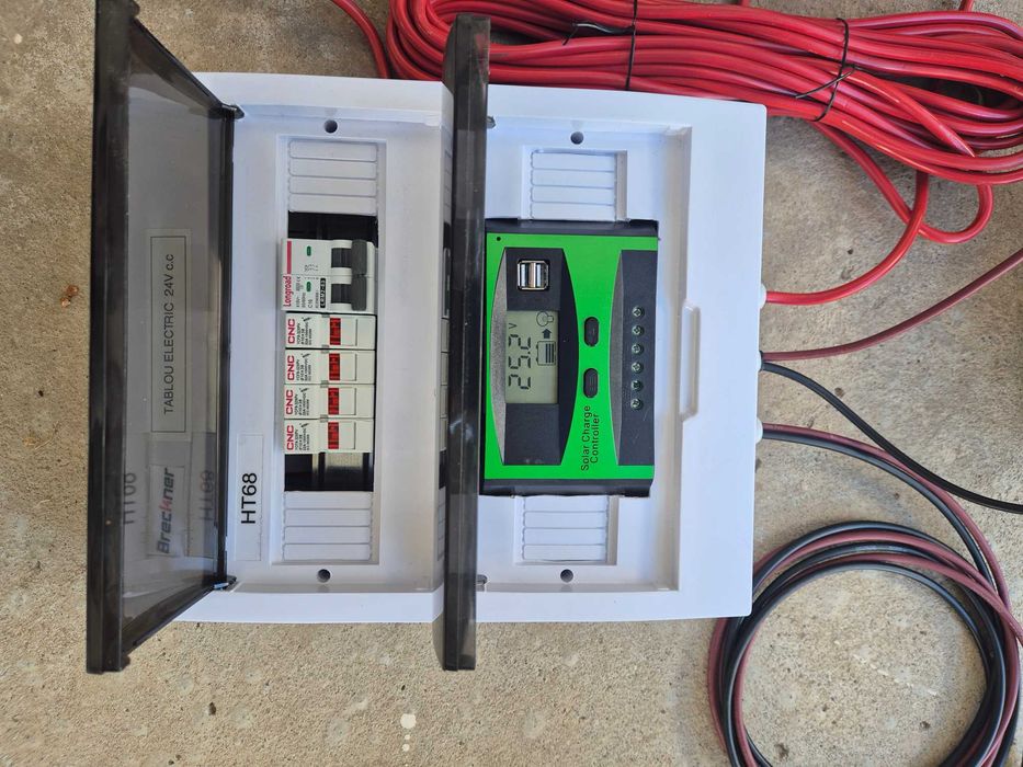 Kit complet pompa apa 24V, 1.5 mc/h + panou fotovoltaic 250w + controler 20Ah + doua baterii 12V/18Ah