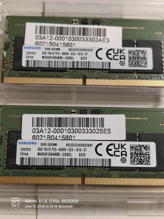Memorie RAM Laptop 16GB DDR5 Samsung (Kit 2x8GB) 4800MHz