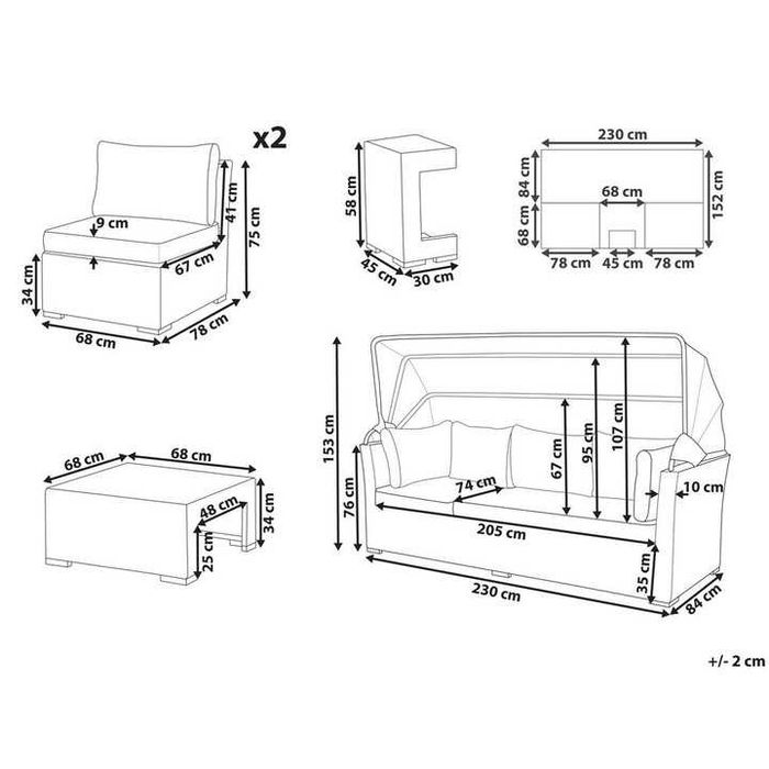 Set lounge pentru grădină cu masă cu 6 locuri CORTE Modular Ratan