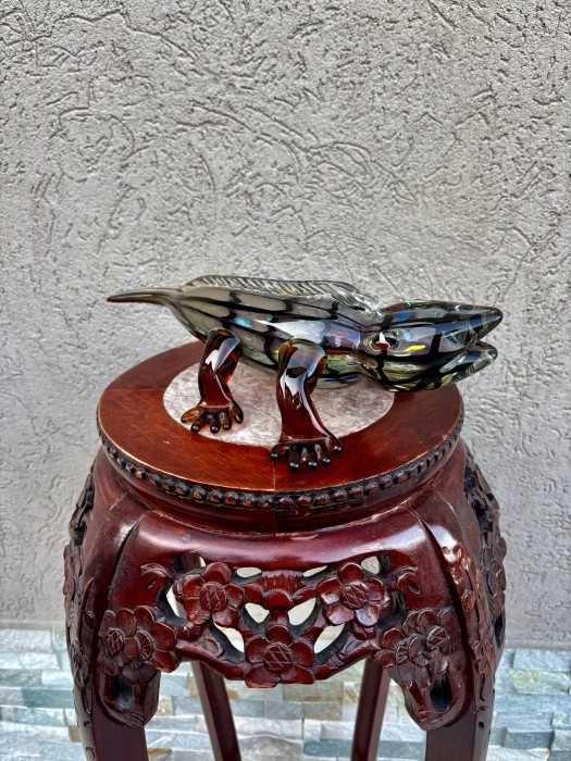 Fascinanta sculptura Murano-soparla Gecko-design captivant-cromatica translucida-34x16,5 cm-Italia