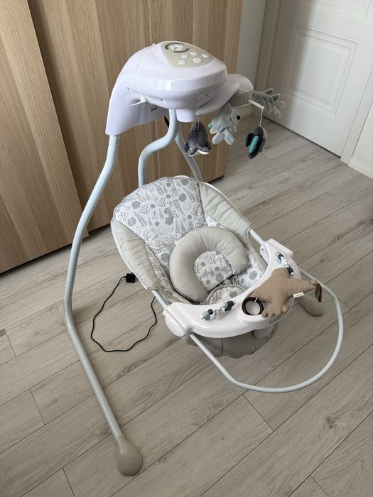 Balansoar, Leagan electric Caretero Raffi bebe, bebelusigri, rotire 90°, 5 viteze, set cu carusel si jucarii