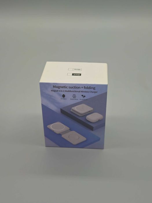 Сгъваемо 2-в-1 безжично зарядно с магнит (MagSafe тип) за Apple, 15W