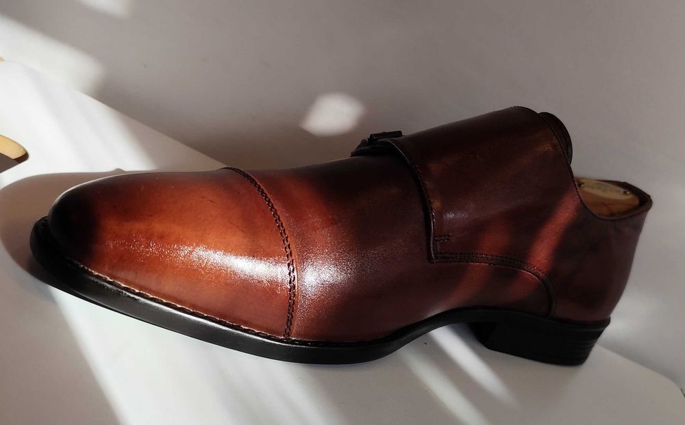 Pantofi double monk de lux 42.5 43 Arthur Brooke NOI piele naturala moale