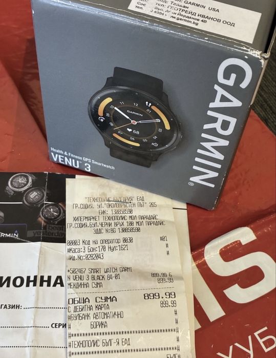 КАТО НОВ 45mm Garmin Venu 3 AMOLED Гаранция Technopolis Black