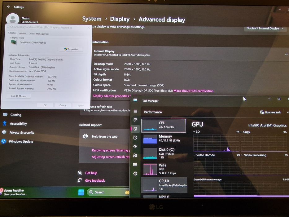 LG Gram Laptop Oled i7 ultra slim 16GB Ram 16inch