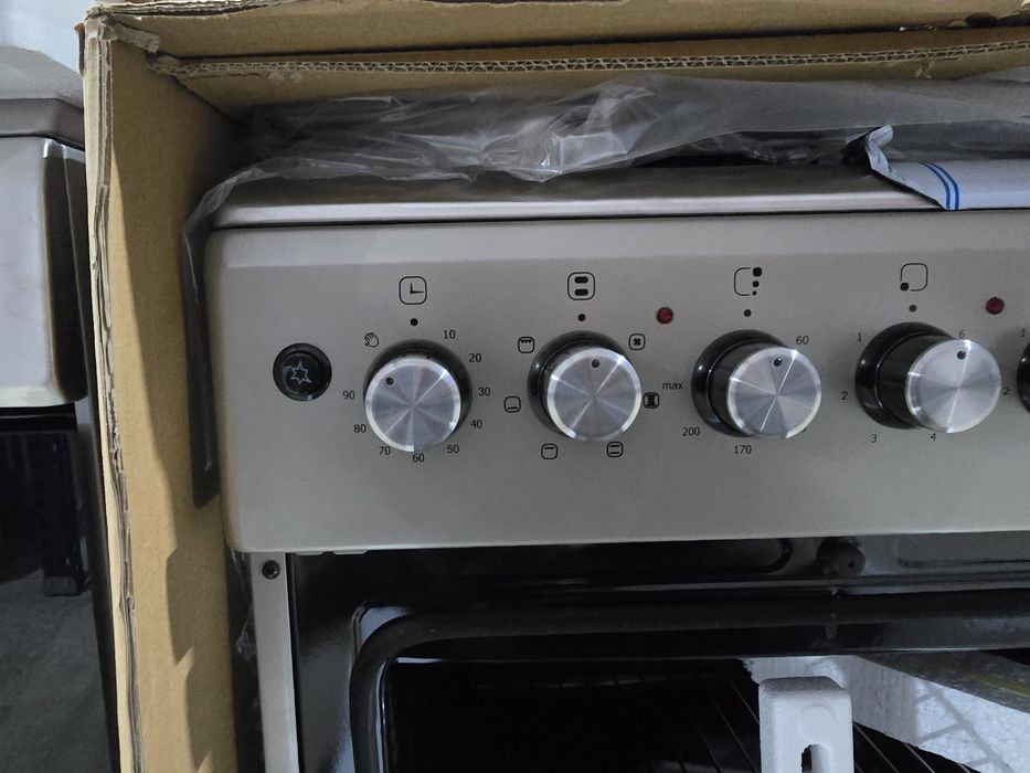 Нова комбинирана готварска печка 60 см газ/ ток Fiesta  инокс 70 литра