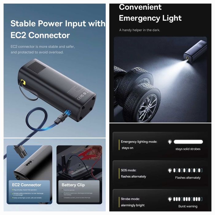 Автомобильный насос Baseus SuperMini Mega Series Dual Cylinder 120W