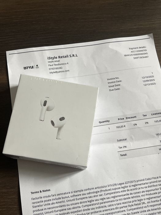 Airpods 3 noi cu factura