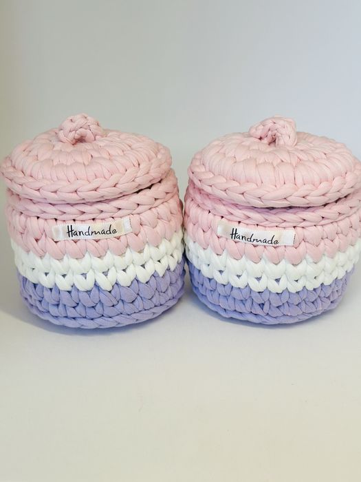 Набор вязаных корзин, ручная работа