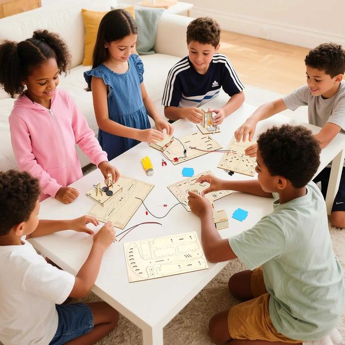 6 в 1 STEM научни комплекти за деца, комплекти за дървени конструкции, научни проекти за деца 8-12 г