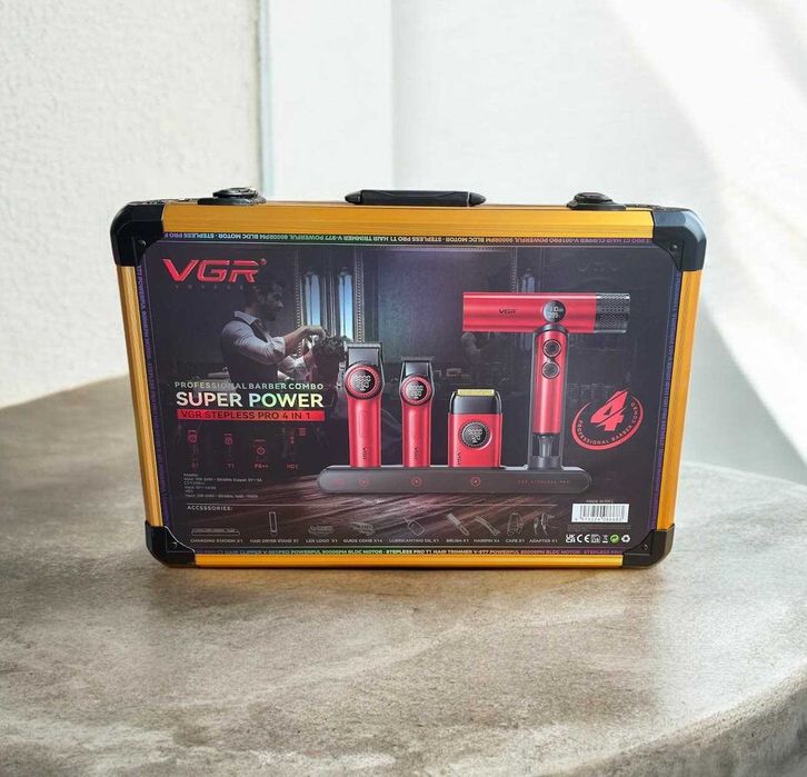 Професионален комплект VGR Stepless 4 в 1 за барбер / фризьори