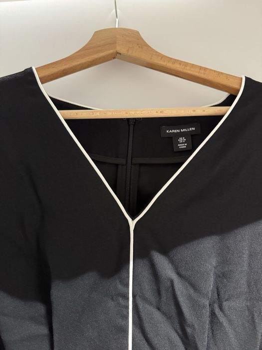 Karen Millen Petite Mono Satin Woven Crepe Contrast Piping Maxi Dress