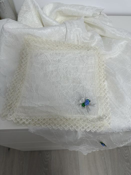 Set fata de masa alba + 12 servete - 150 x 220 cm