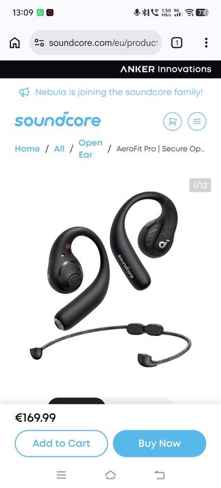 Căști Anker Soundcore Aerofit Pro noi + carcasa+cablu rezerva