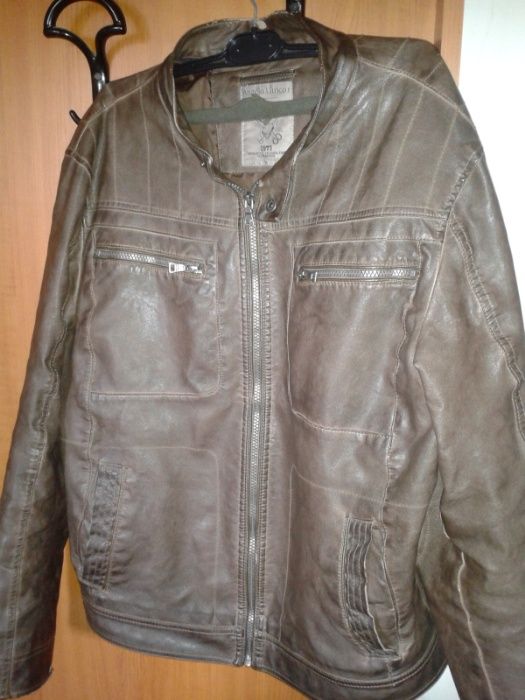 Geaca Angelo Litrico uzata piele ecologica, maro, mar. L barbati