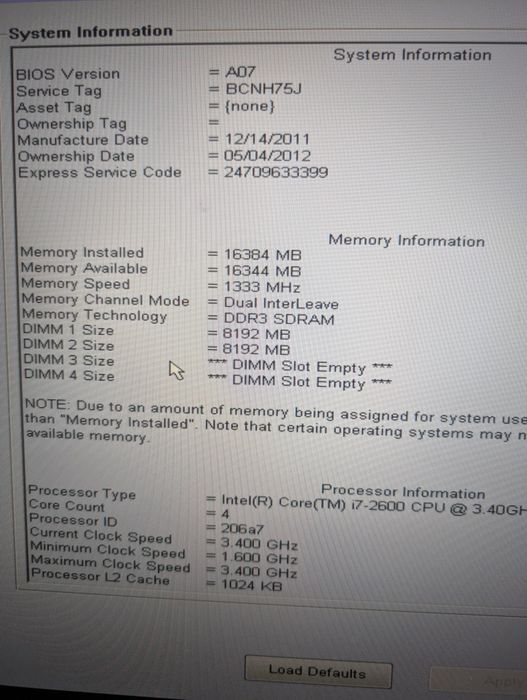 Dell Optiplex 990 16gb ram i7-2600 Nvidia quadro
