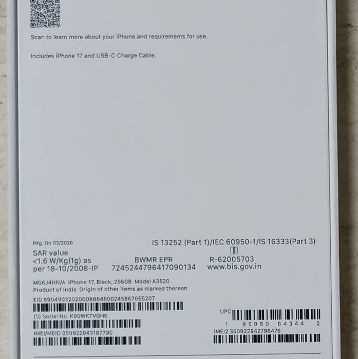 Apple Iphone 17 256gb