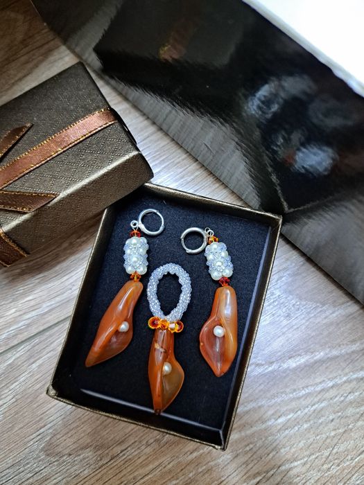 Pantofi/sandale unicat+bijuterii piatra semipretioasa de carneol