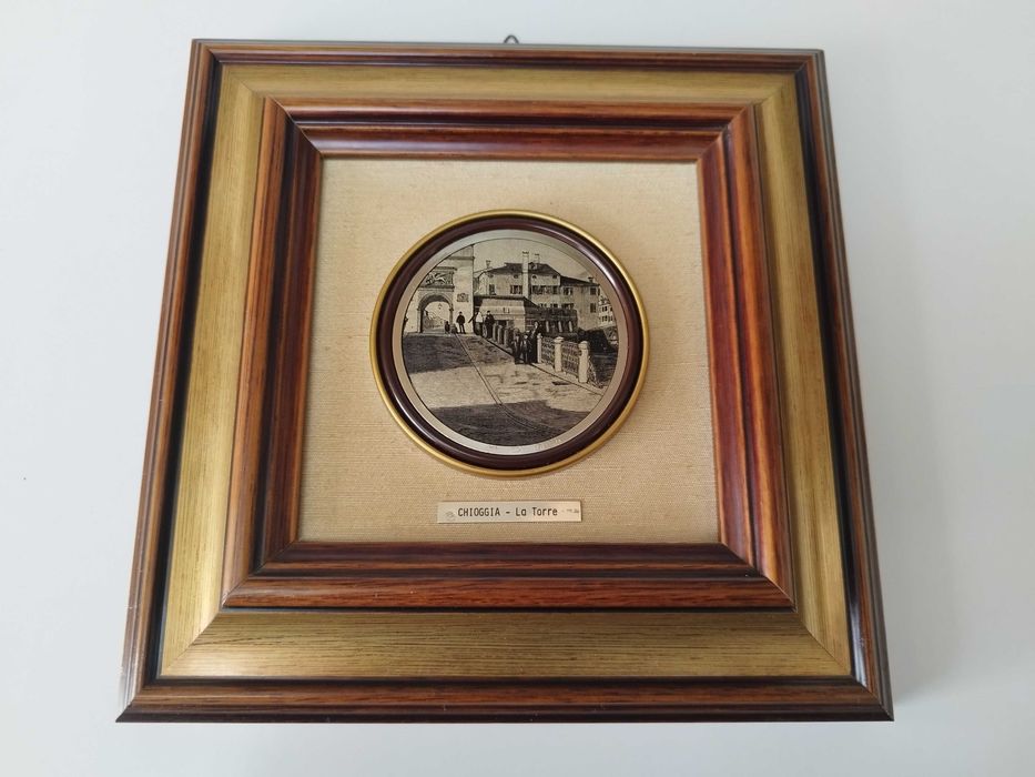 Tablou Gravura pe placa rotunda din argint 800  Chioggia La Torre