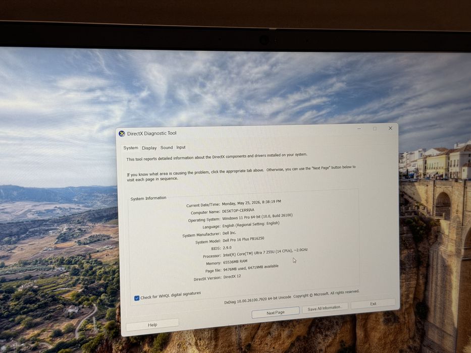 Laptop Dell pro 16 plus PB16250/64gb/2tb