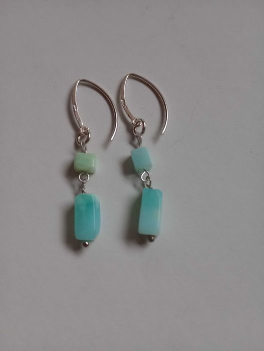 set argint si pietre naturale,opal bleu Peru,bratara si cercei