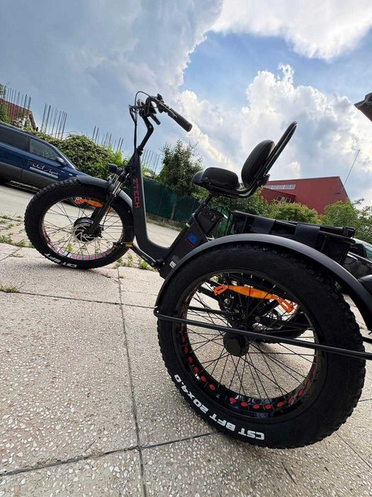 Tricicletă electrică cargo Z-Tech, roți Fat 20x4.0, ideală pentru transport și deplasări urbane