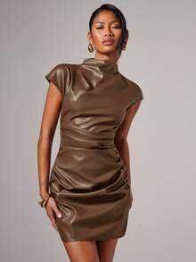 Rochie mini eleganta imitatie piele - NOU (cu eticheta)