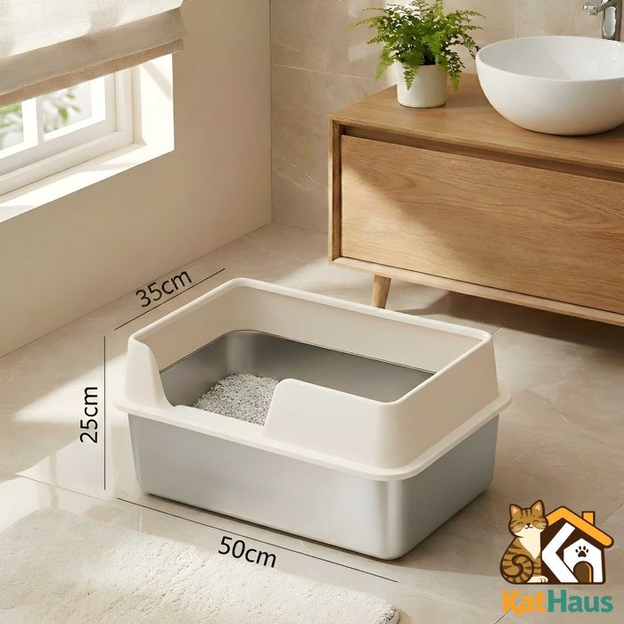 Litiera pisici metalica INOX anti-miros, cu capac, culori disponibile