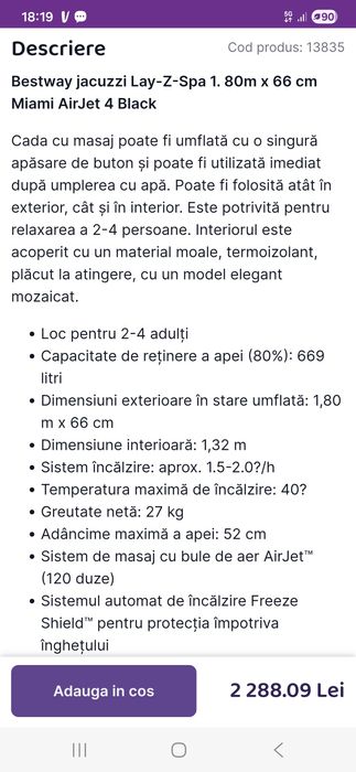 Jacuzzi Lay-Z-Spa 180x66 cm