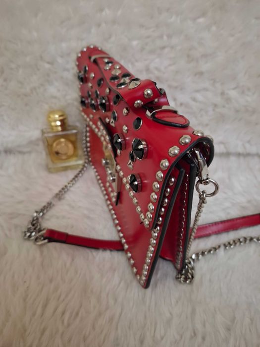 Geanta rosie piele ,deosebita ,Nissa,originala