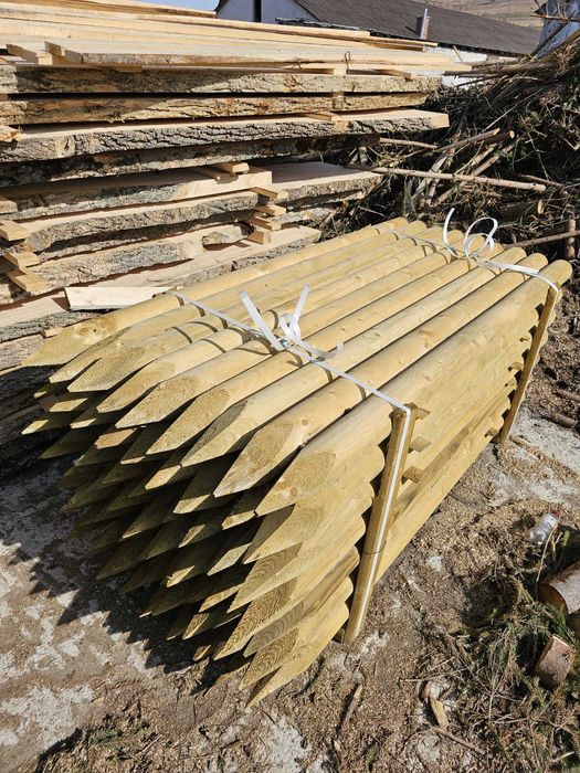 Stalp din lemn rotund ascutit diametru 8cm, L=2,0m natur sau tratat!