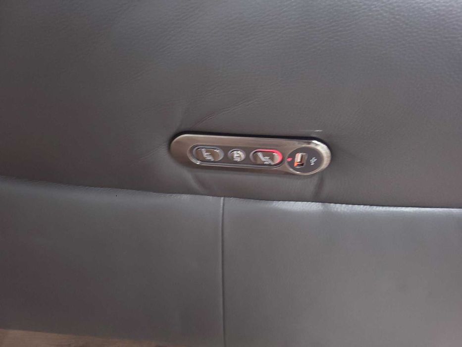 Сив кожен комплект дивани тройка и двойка с ел. релакс механизъм