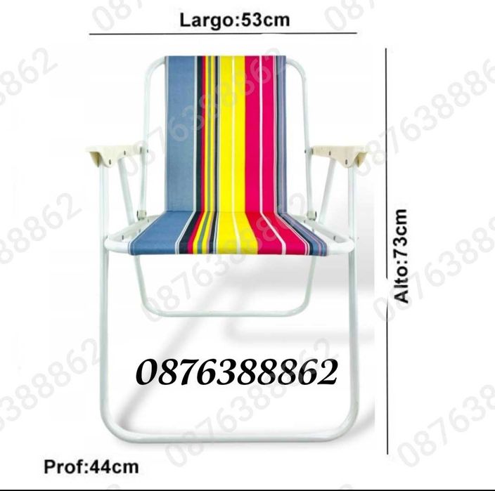 ПРОМО! Сгъваем плажен стол, до 80кг, Стол за градина, къмпинг, пикник