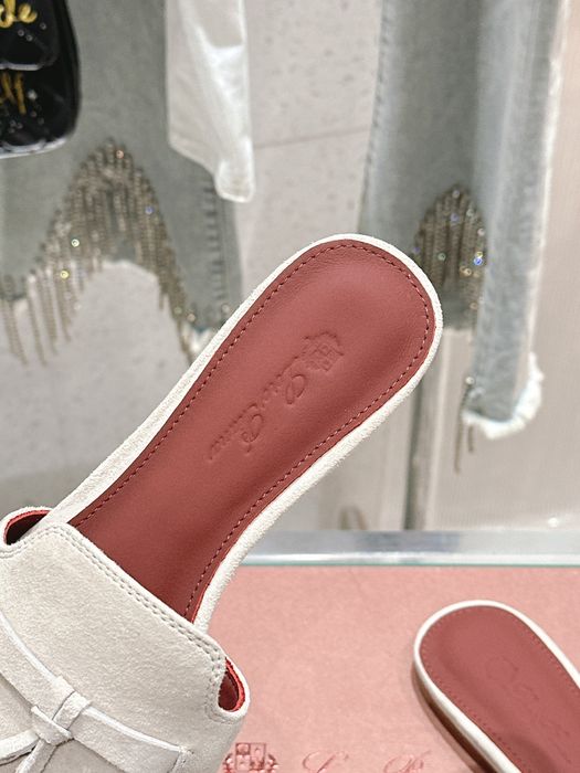 Papuci Loro Piana, alb, tip Premium