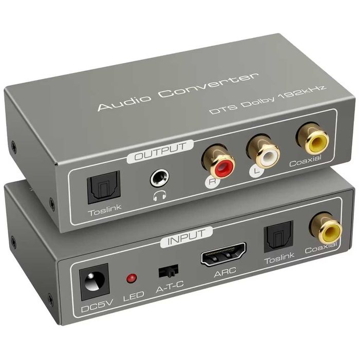 Adaptor HDMI ARC, Convertor digital analogic, Extractor audio ARC, Coaxial optic la SPDIF, Coaxial optic RCA L/R, I