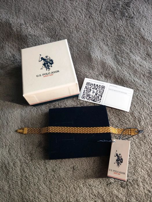 US Polo Assn brățară unisex otel inoxidabil culoare aurie 20 cm lungime noua originala