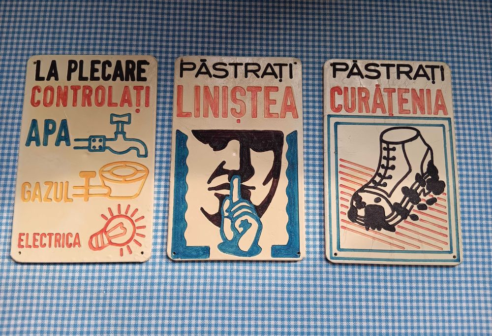 Tăblițe ,tabla de avertizare comuniste, vechi de colectie, provin din comunism, Reclame,protecția muncii vechi,rare
