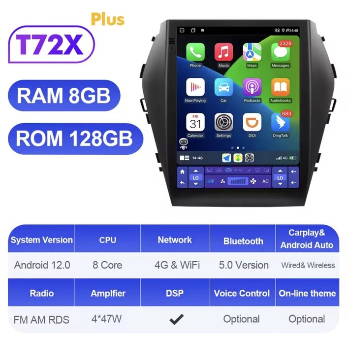 Hyundai Santa fe ix45 Tesla Andoird навигация 2013-2018г