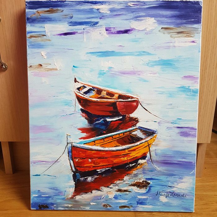 Картина и масло и шпакла лотки