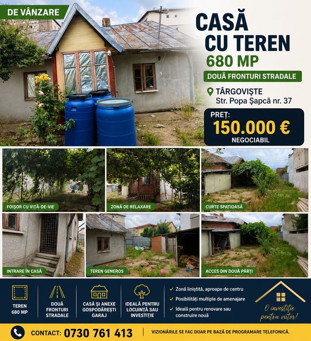 Casă de vânzare în Târgoviște str. Popa Șapcă Nr 37