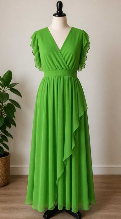 Rochie lungă verde intens, brand Etic – Mărimea 40 (Nouă)