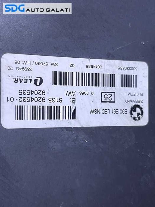 Unitate Modul Calculator Lumini FRM 2 BMW Seria 3 E90 E91 2004 - 2013 Cod 9204532 6135920453201 9204535 [L9341]