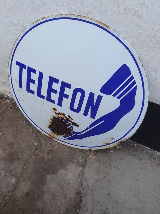 Panou TELEFON vechi din tablă emailată