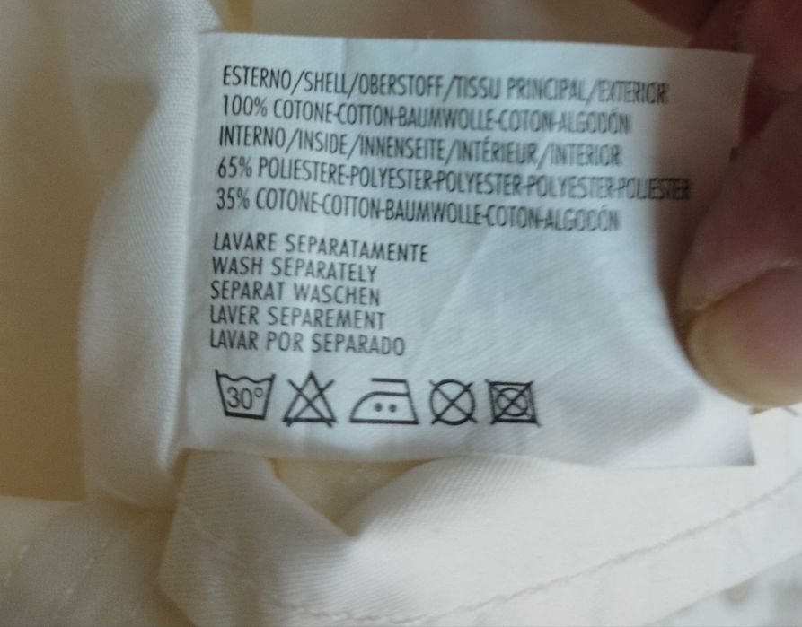 Jacheta femei italiana alba bumbac 100%, captusita, cu catarame si nasturi maro, marimea 44